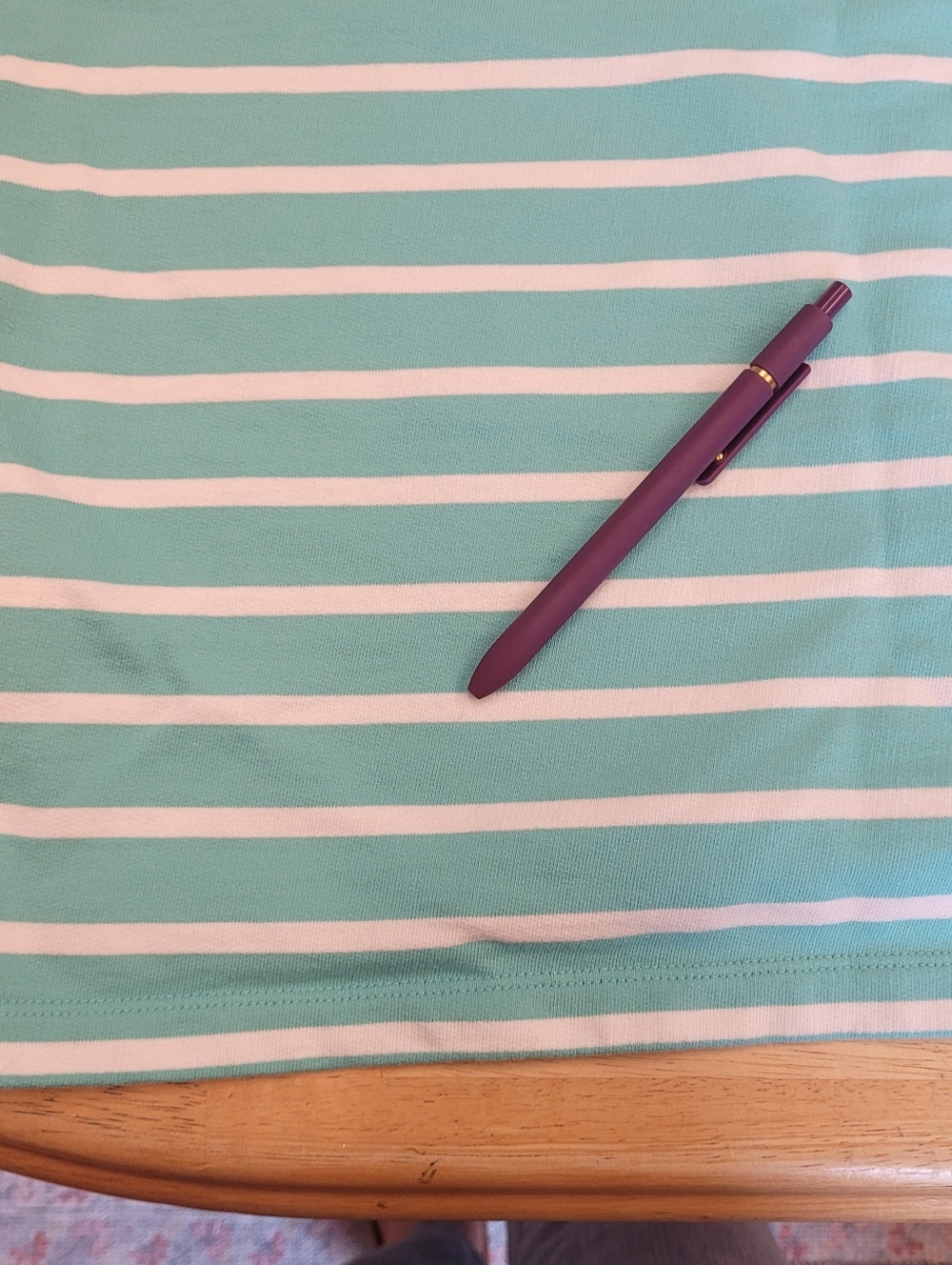 L.L. Bean Sweatshiry Striped Button Collar Pullover Teal Chambray Medium - Picture 9 of 10